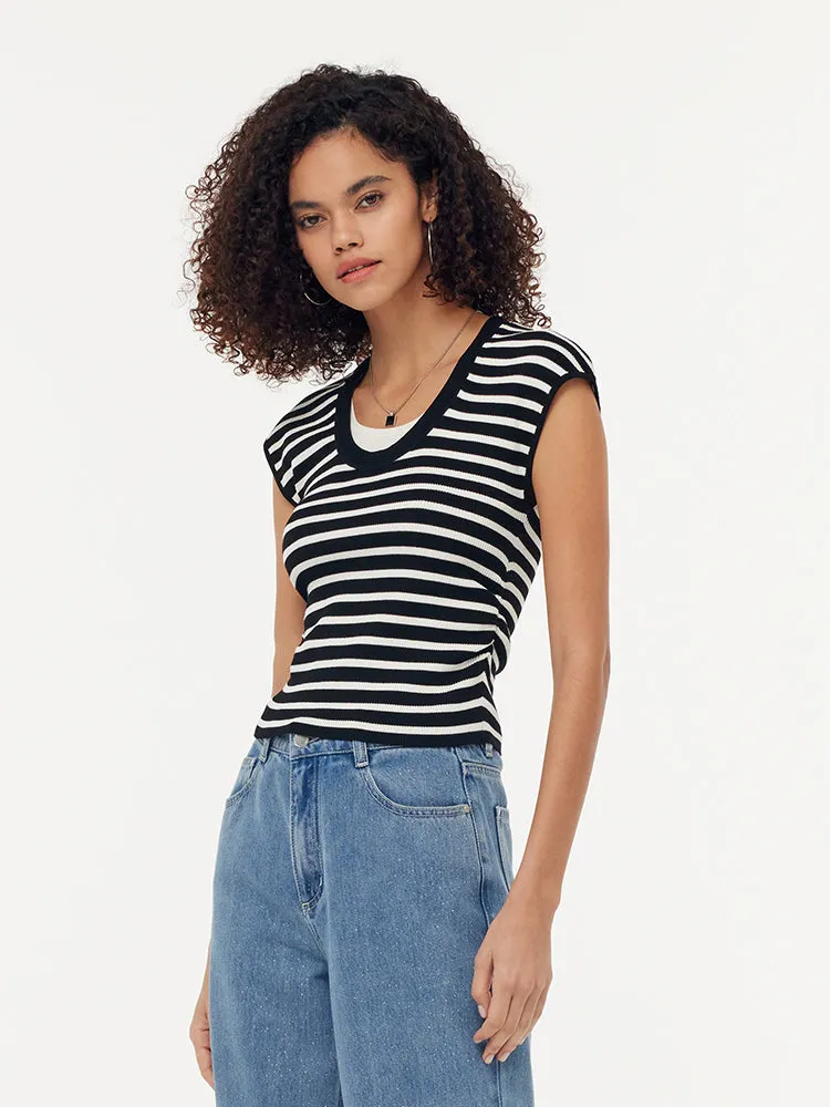 Lyocell Faux Two-Piece Women Knit Top Flexible frame low - quality parts