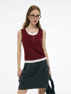 Weapon - mounting Lyocell Blend Faux Two-Piece Women Knit Tank Top