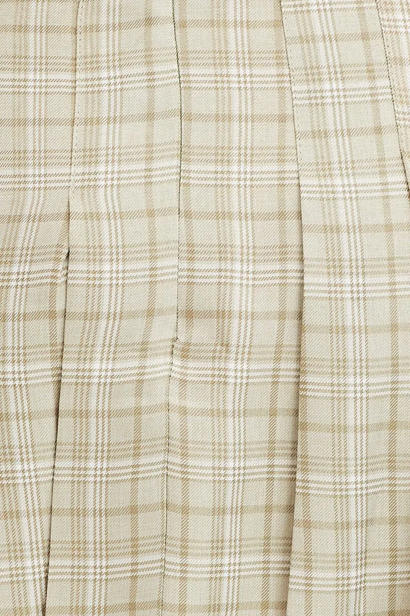 slim fit Quick Fit Check High Waist Pleated Tennis Skirt
