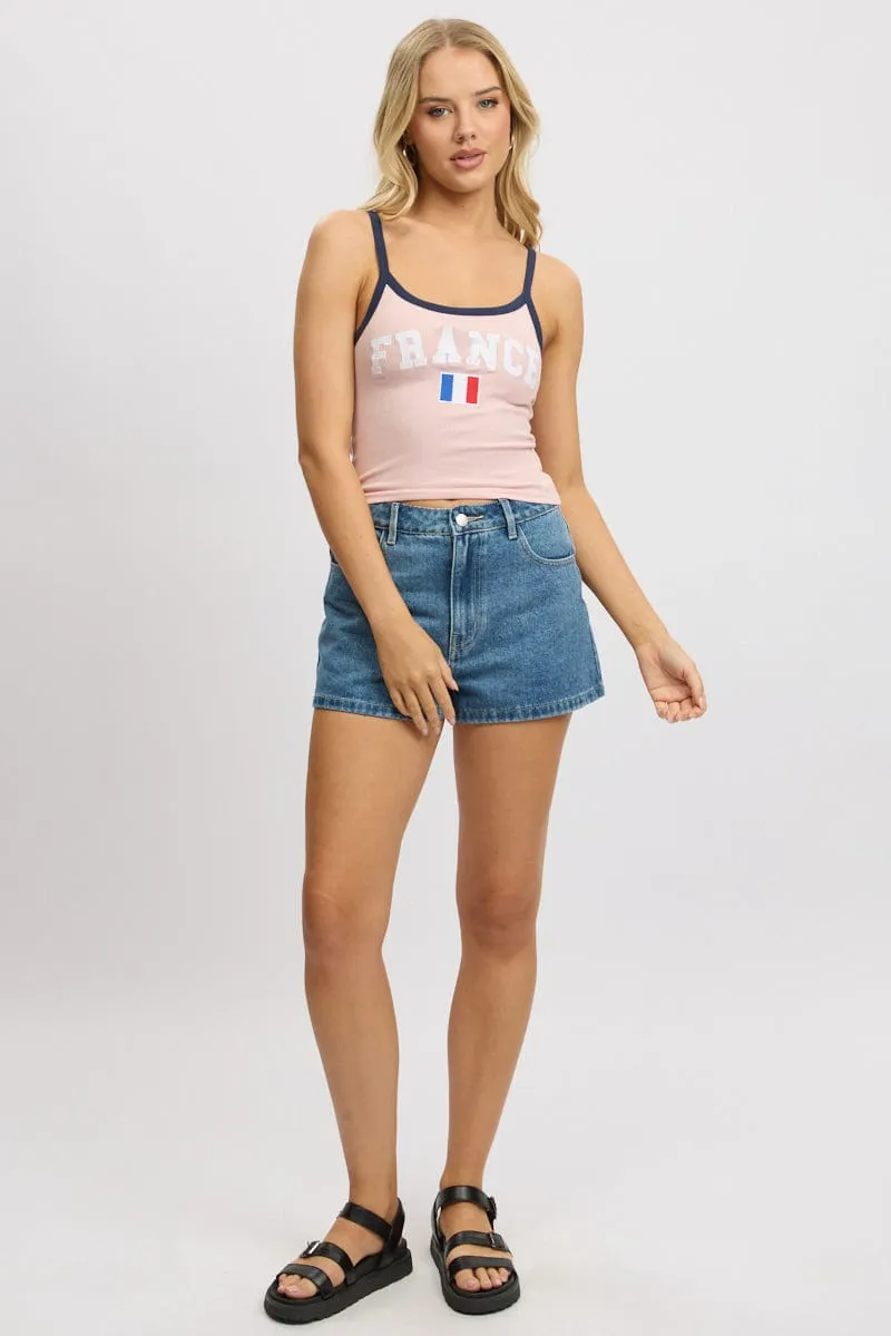 Stylish Fashion Modern Chic Pink Graphic Singlet Top