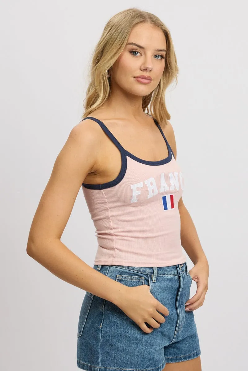 Boho Light Pink Graphic Singlet Top