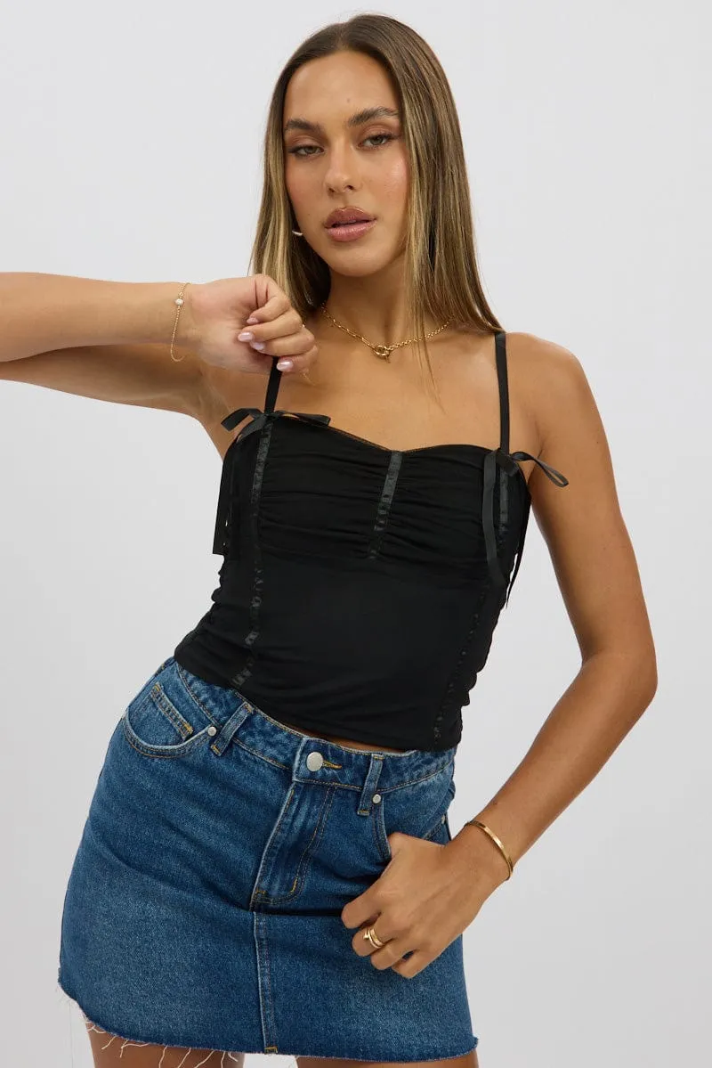 Black Mesh Singlet Top RecycledBlend