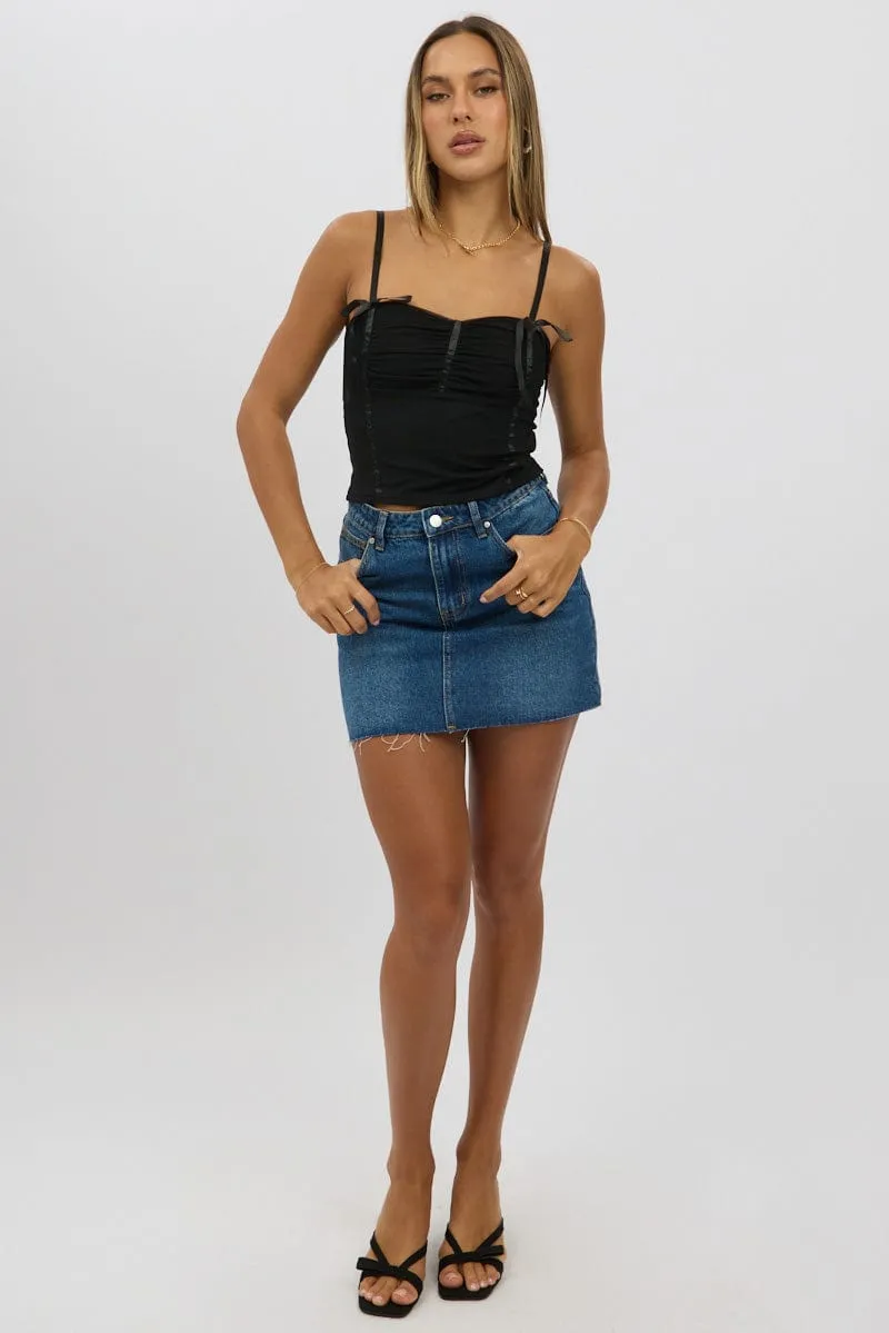 Black Mesh Singlet Top SeamlessFit