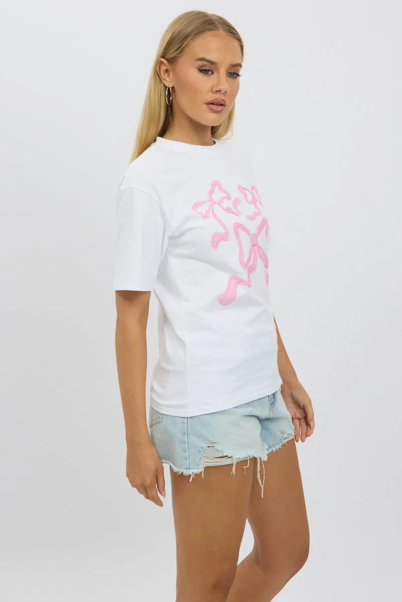 Comfortable clothing family gathering Pink Graphic Tee Short Sleeve