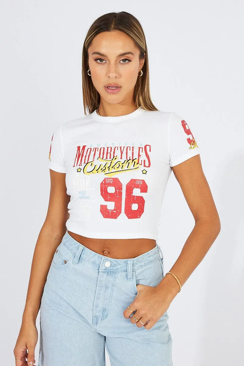 Light and Comfortable Cool and Relaxed White Graphic Tee Short Sleeve