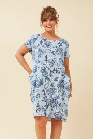 MESSINA FLORAL LINEN DRESS Ship Glow clean design