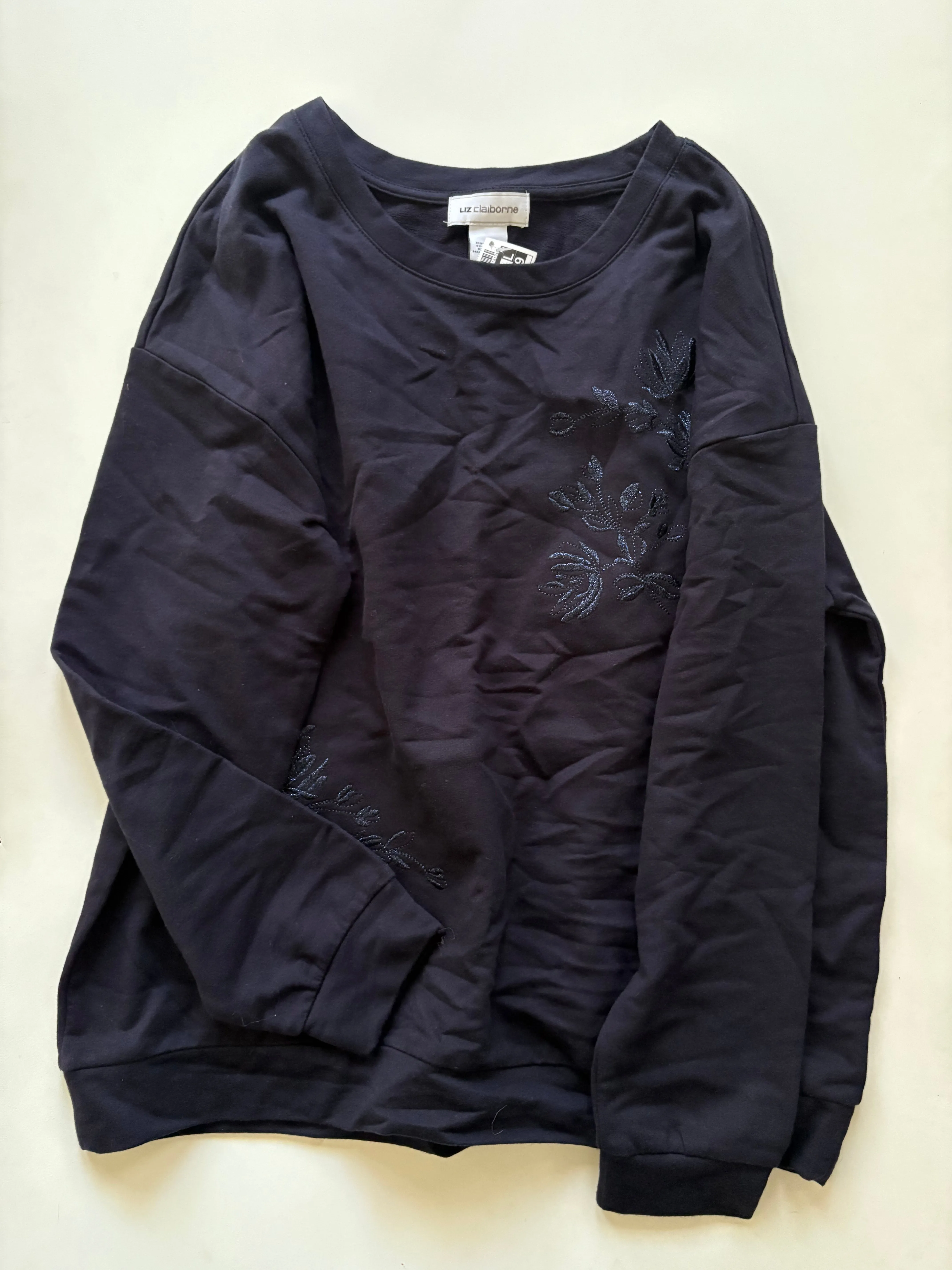 All Day Sweatshirt Crewneck By Liz Claiborne In Blue, Size: L