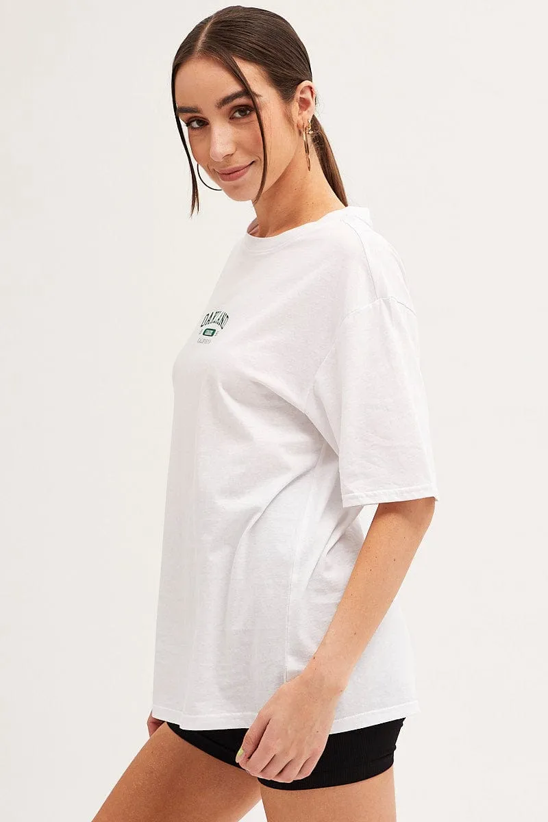 White Graphic T-Shirt Crew Neck Short Sleeve EthicalProduction