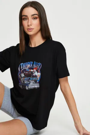 BreathableLining Versatile Dress Black Graphic T Shirt Short Sleeve