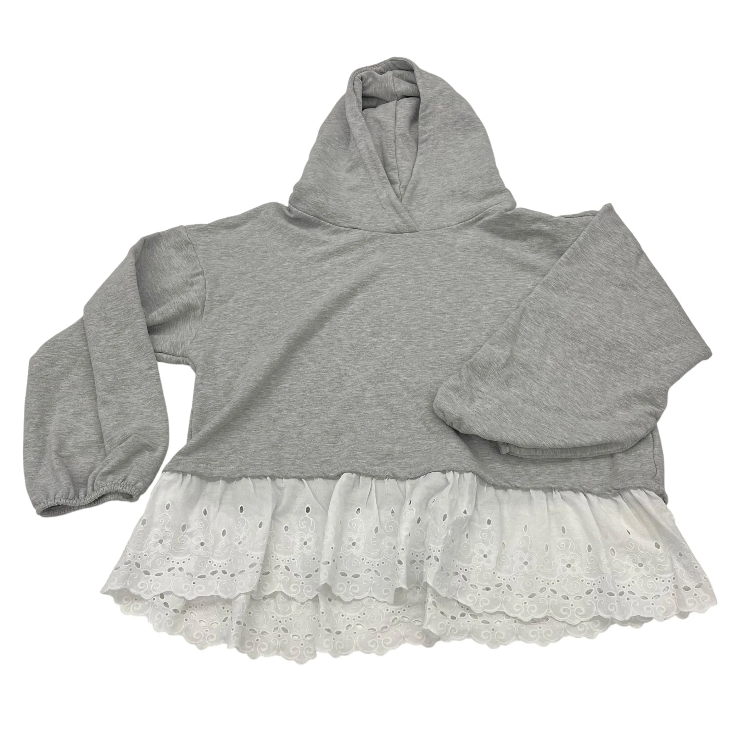 Soft Jacket FormFitting Cut Sweatshirt Hoodie By Maeve In Grey, Size:Xl