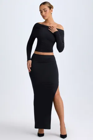 Modal Low-Rise Maxi Skirt in Black Light Outfit