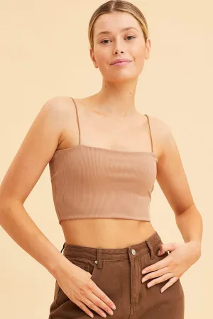 Brown Bandeau Singlet Rib Top SoftTouch
