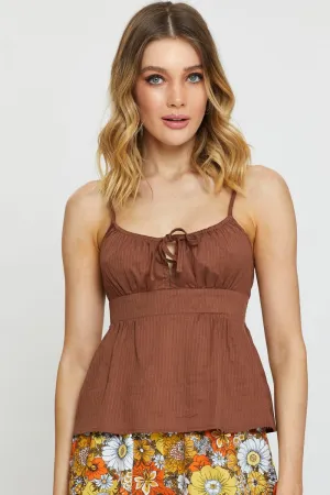 SoftTouch Brown Singlet Top Sleeveless V-Neck
