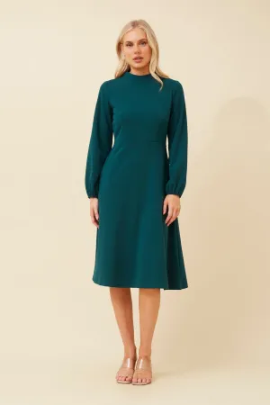 JOVIENNE SOLID MIDI DRESS Relaxed fit for outings Sleek And Stylish