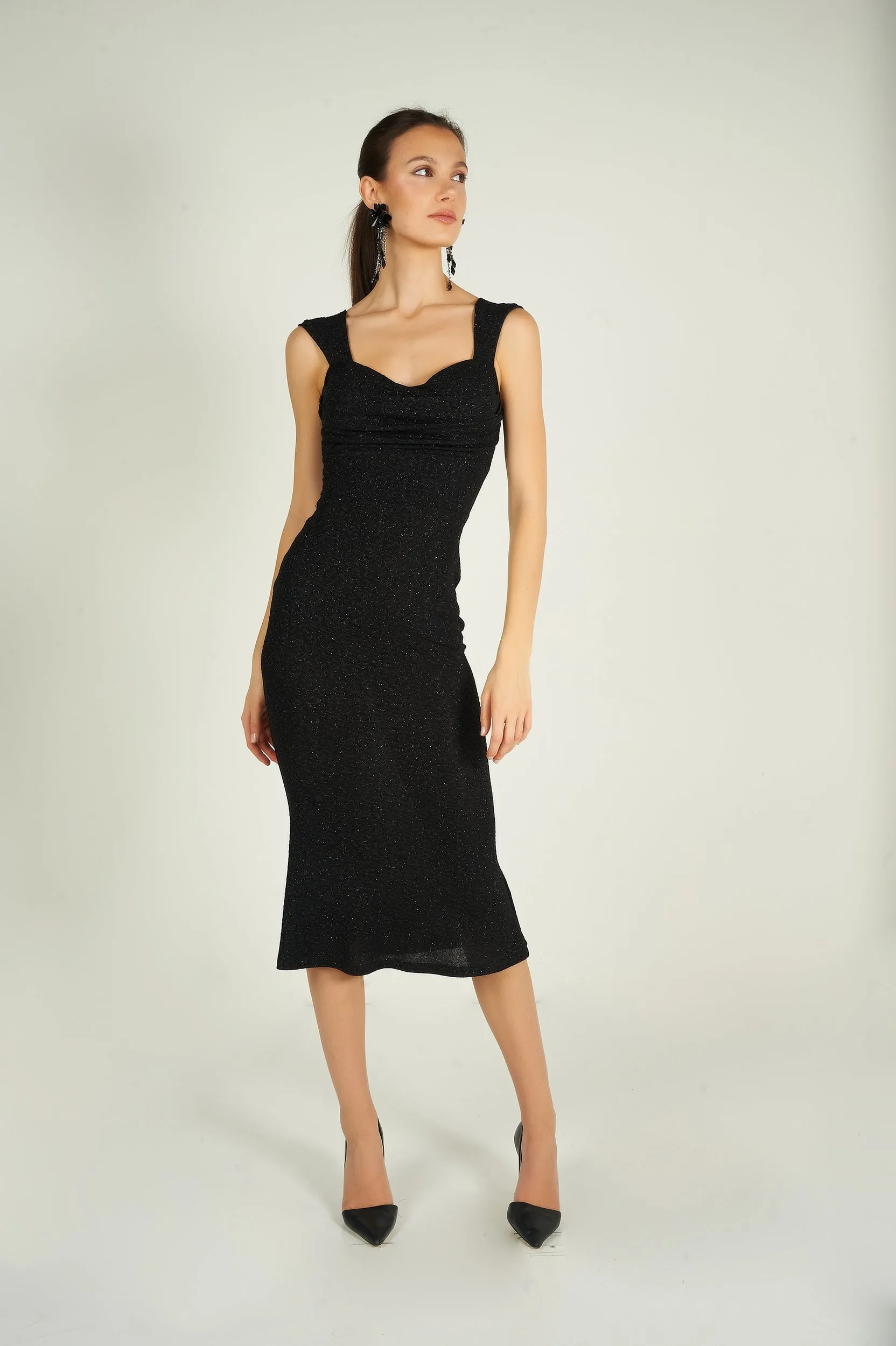Robe midi brillante - IZAR - (R-B14) - VENTE FINALE Retro Fan