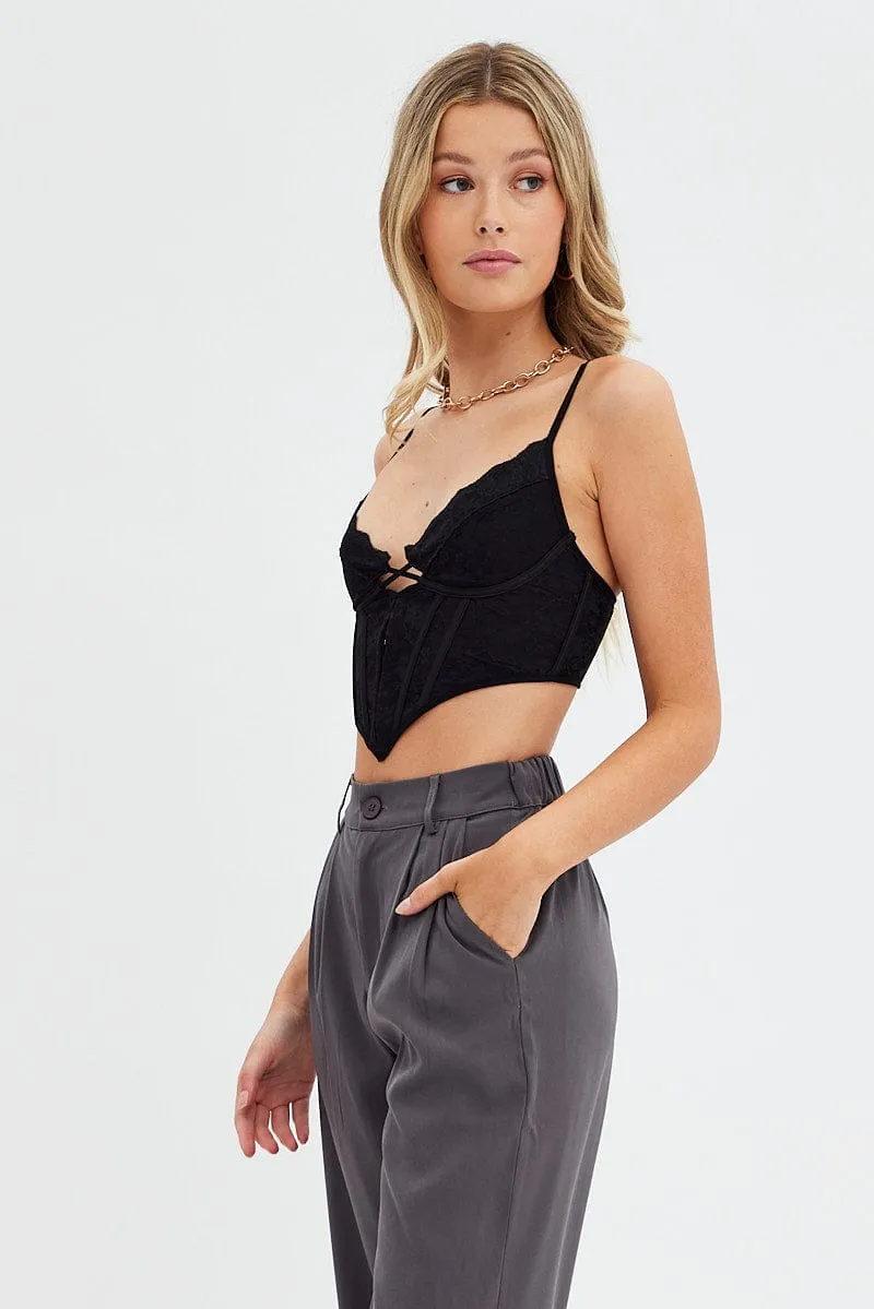 Light Core Weather Ready Black Singlet Corset Lace