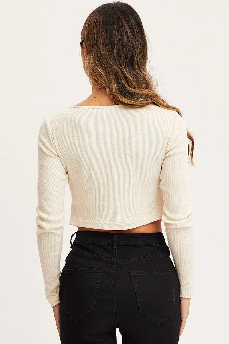 Elite Vibe SoftTouchFinish White Top Long Sleeve Round Neck