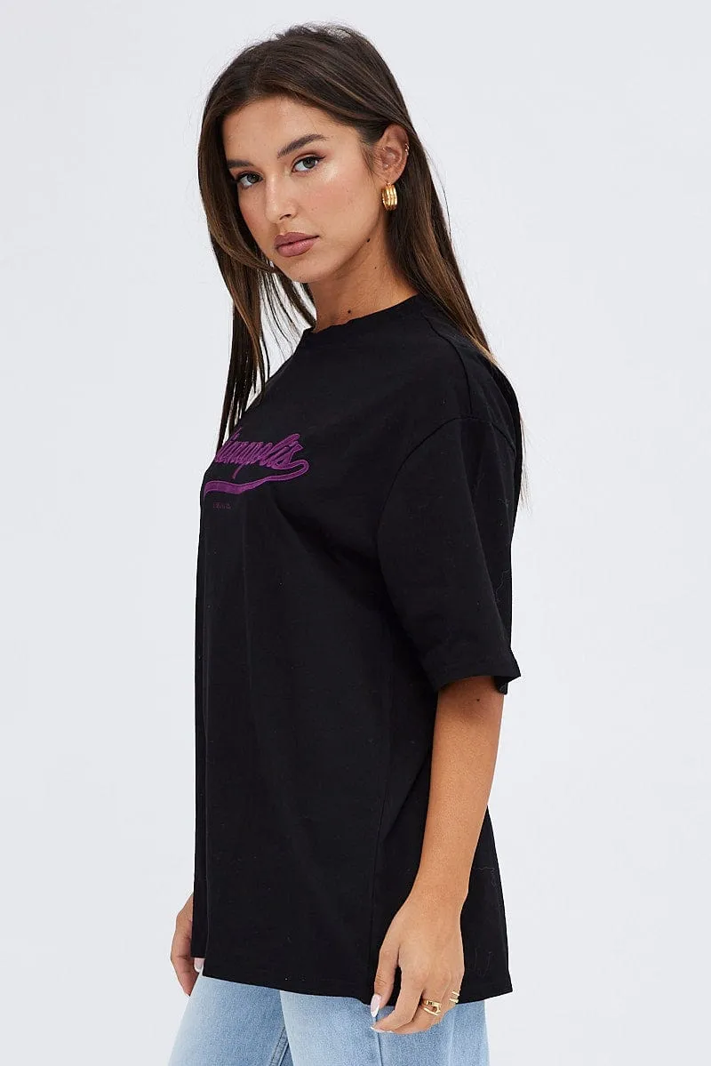 VintageWashEffect Black T-Shirt Short Sleeve Crew Neck Indianapolis
