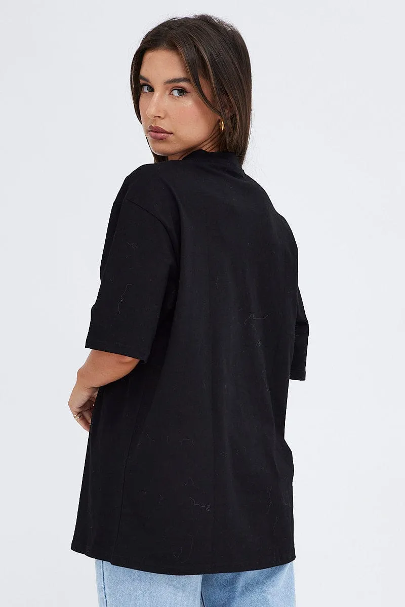 Seam Free Edging Black T-Shirt Short Sleeve Crew Neck Indianapolis