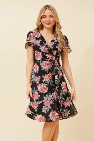 PATTI FLORAL WRAP DRESS AntiStatic Material