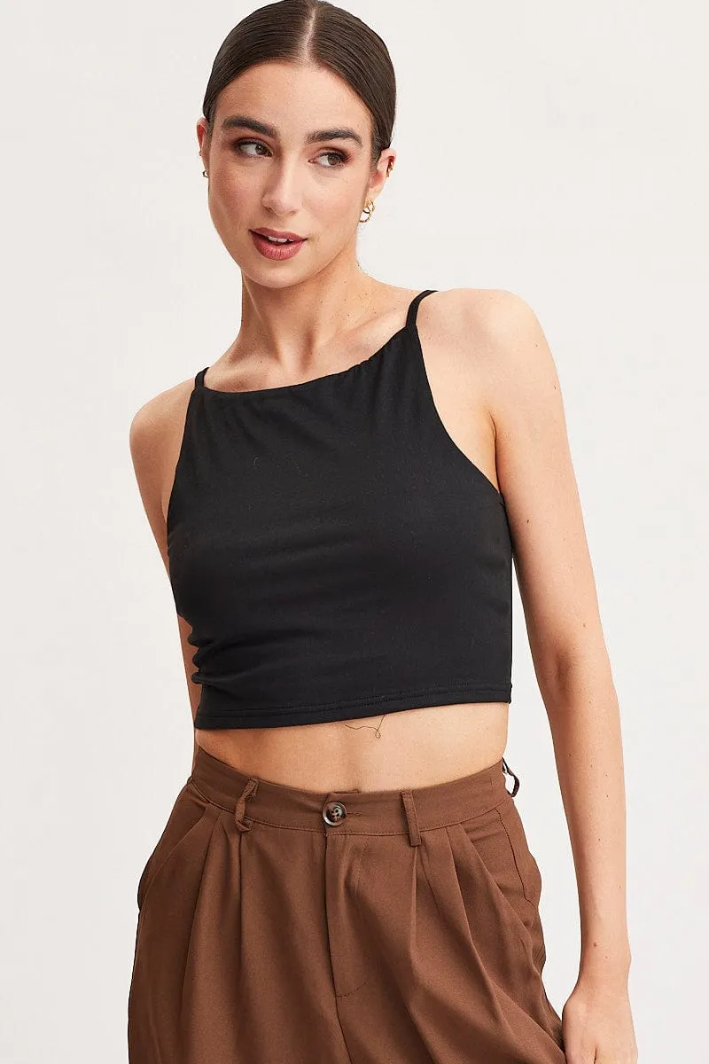 Black Singlet Top Sleeveless Essential Tee