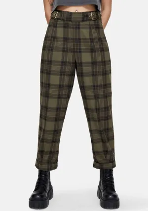 Dali Buckle Detail Check Balloon Trousers Breathable Lining Effortless Look
