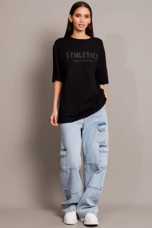 High-End Quality Relaxed fit wear Black Graphic Tee Short Sleeve