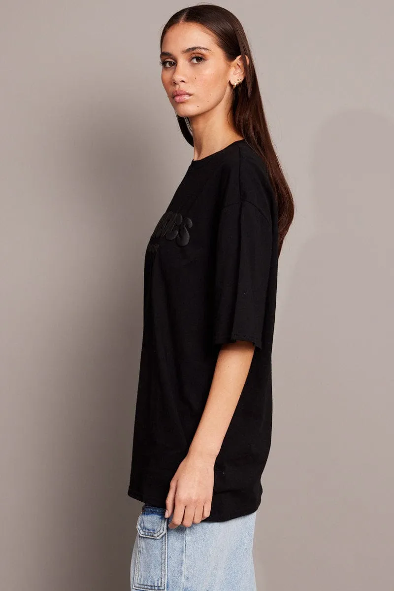 NoSideSeams Black Graphic Tee Short Sleeve
