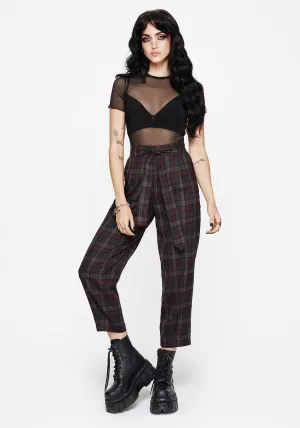 Kalma Check Tie Belt Tapered Trouser Freedom Motion