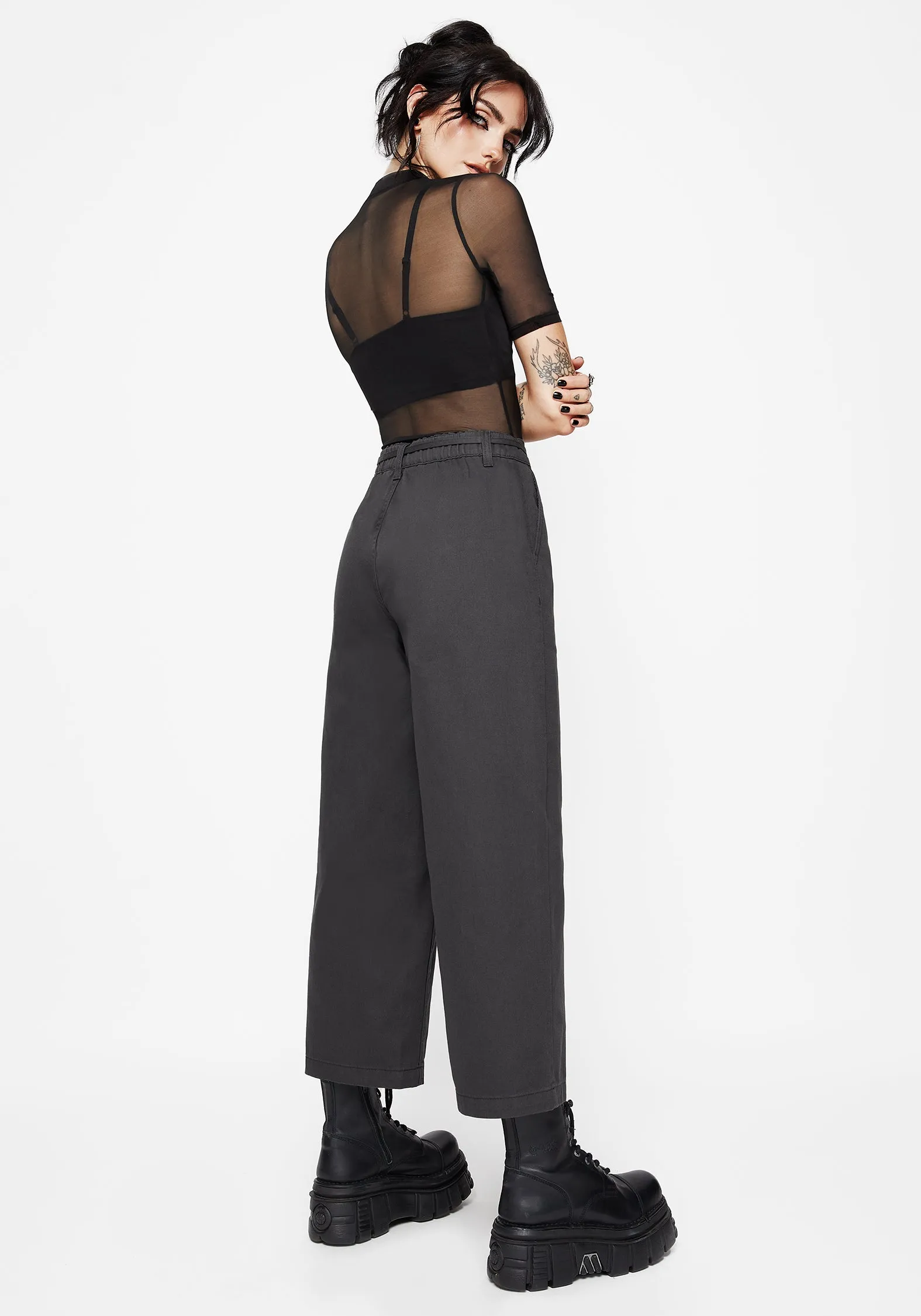 Octavia Tie Waist Snake Trim Wide Leg Trouser Thermal Regulating Fabric