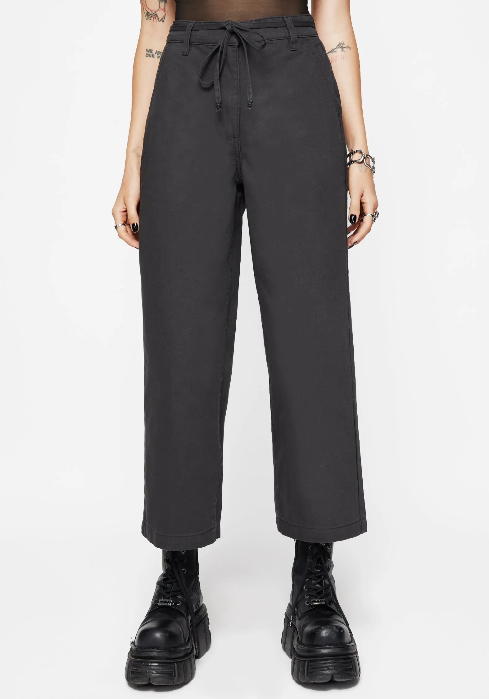No Gap Waist Octavia Tie Waist Snake Trim Wide Leg Trouser