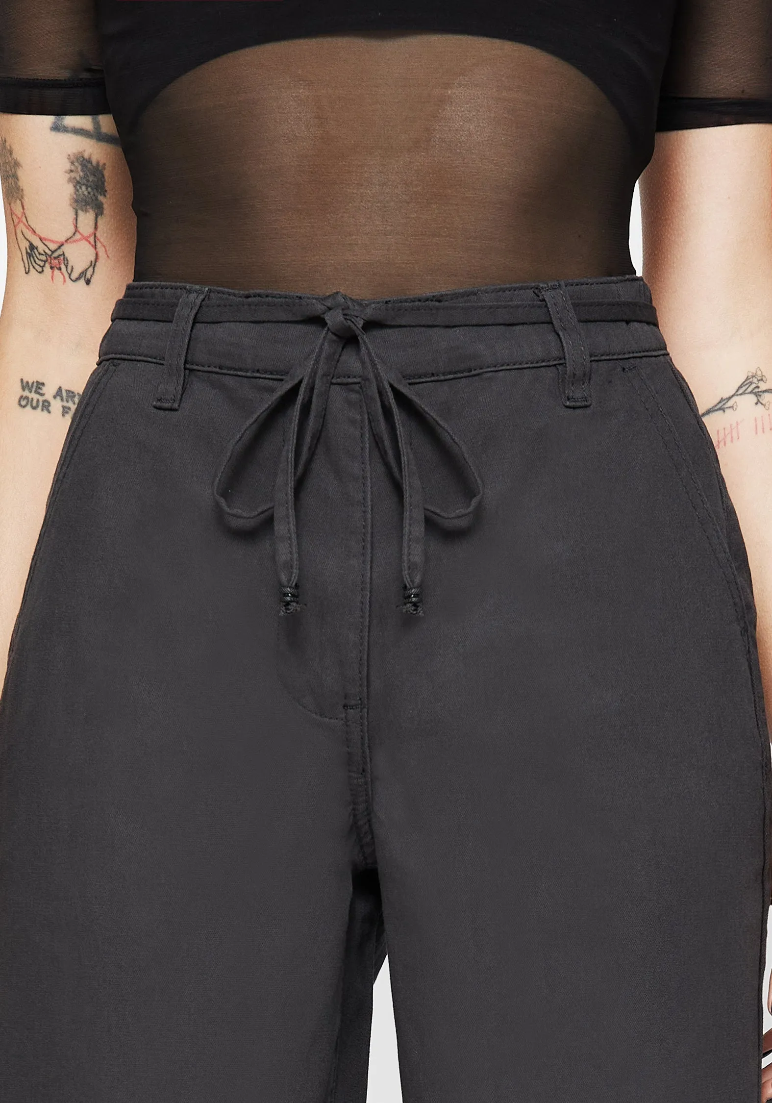 Non Irritating Octavia Tie Waist Snake Trim Wide Leg Trouser