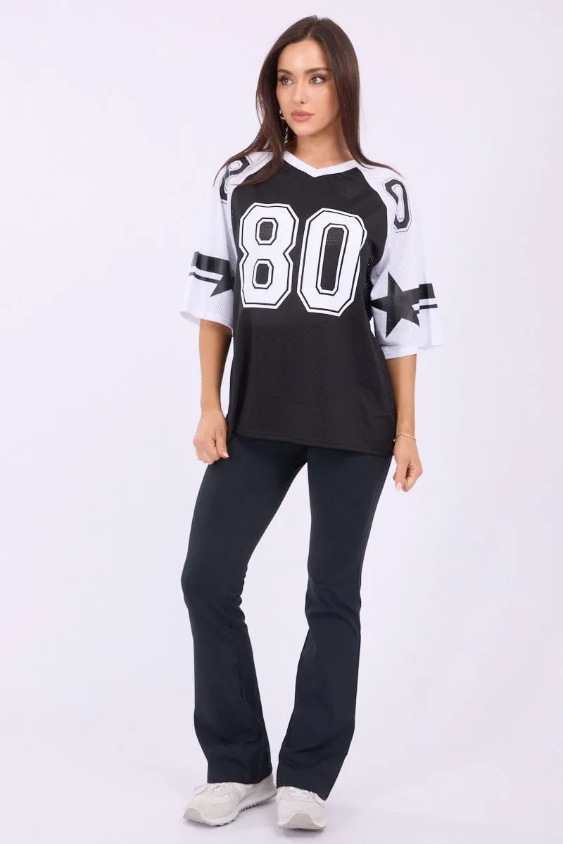 Easy Style Black Sport Tee Short Sleeve