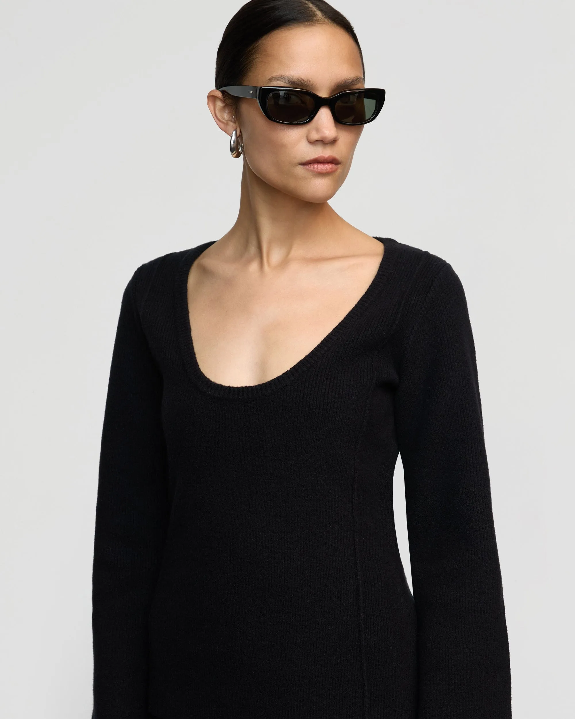 Camilla Seam-Detail Scoop-Neck Sweater Multipanel Construction Knit Design Wear