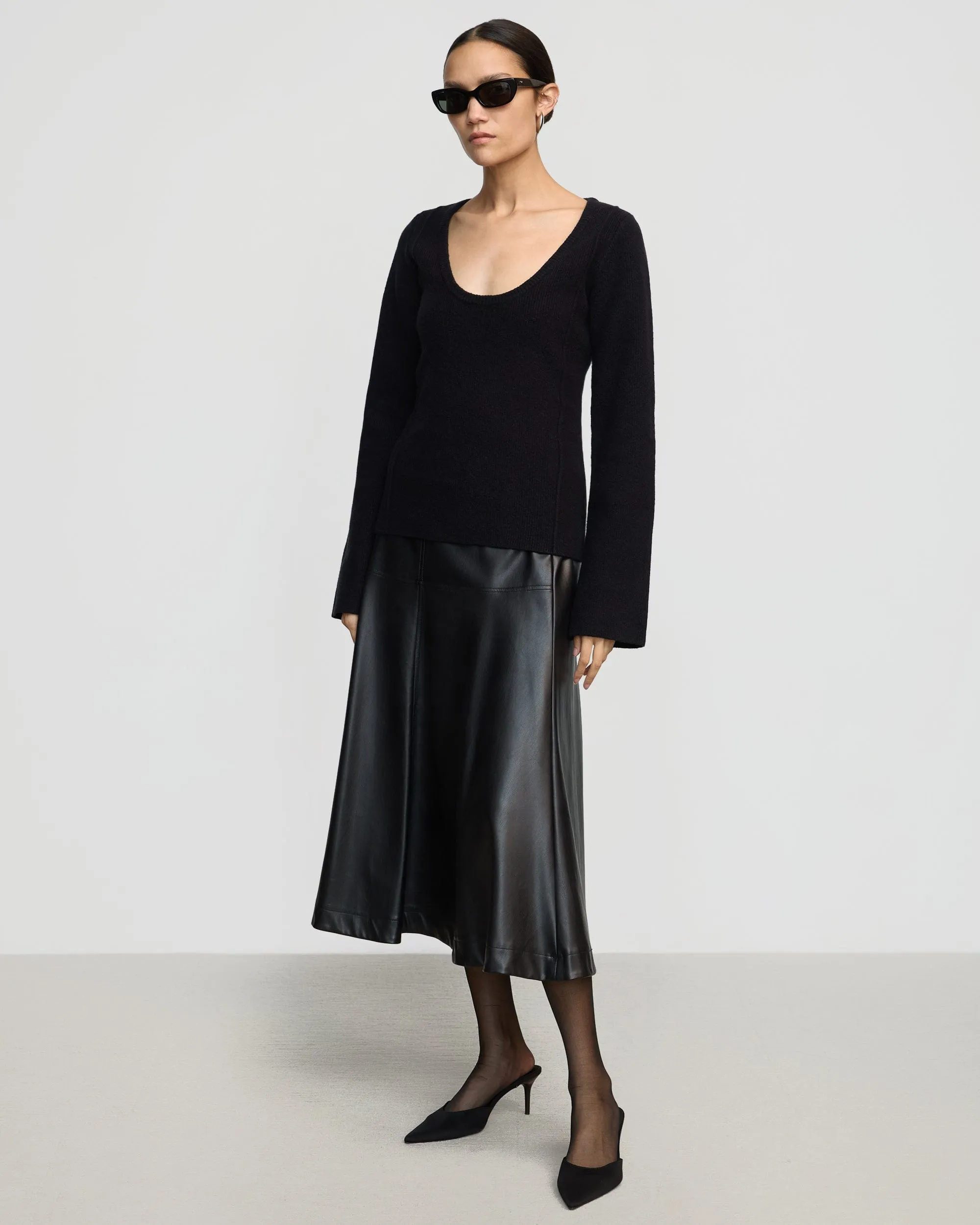 Comfortable Design Camilla Seam-Detail Scoop-Neck Sweater
