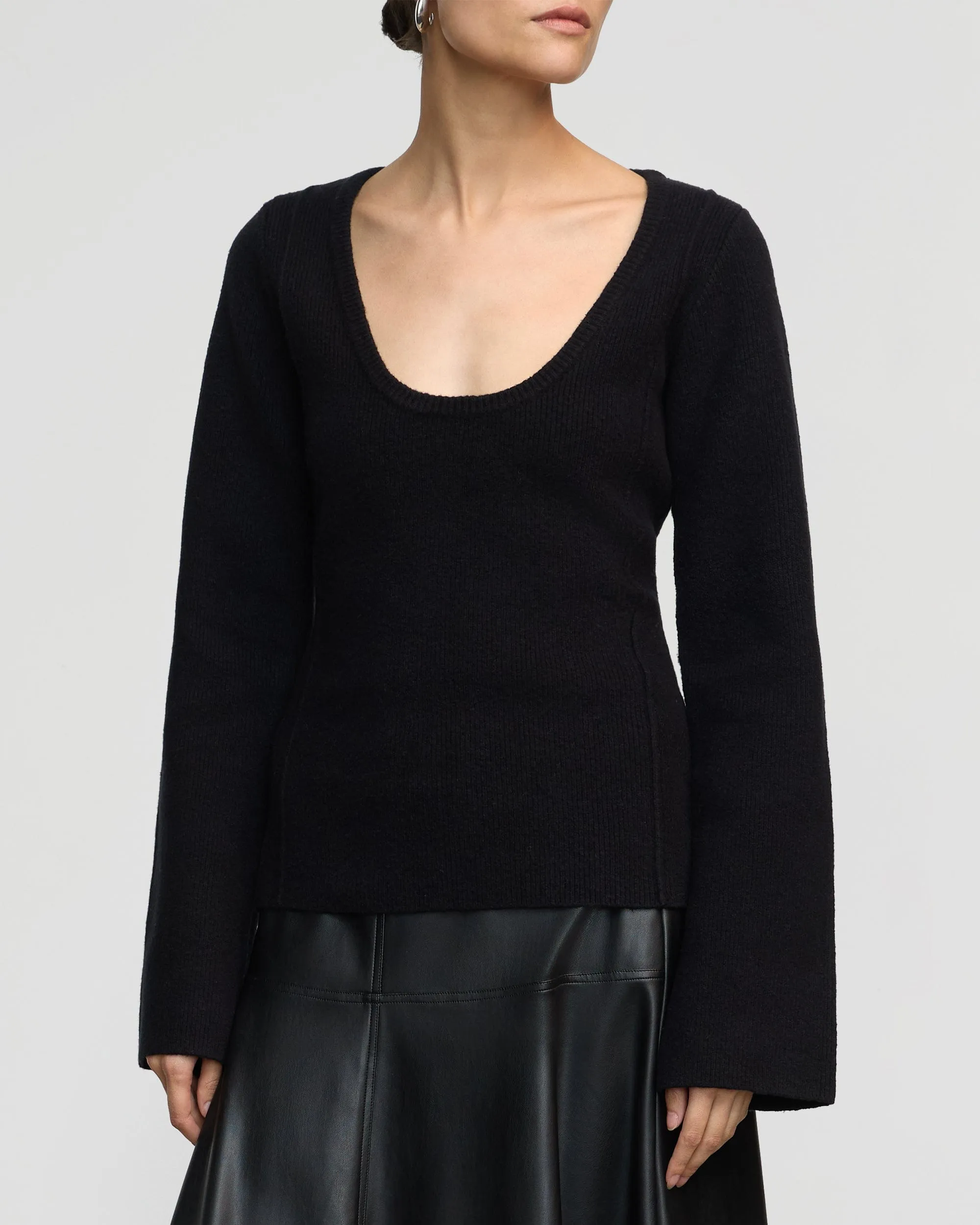 Camilla Seam-Detail Scoop-Neck Sweater Winter Day Comfort