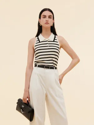 Tencel Blend Stripe Women Knit Tank Top Smooth inner lining