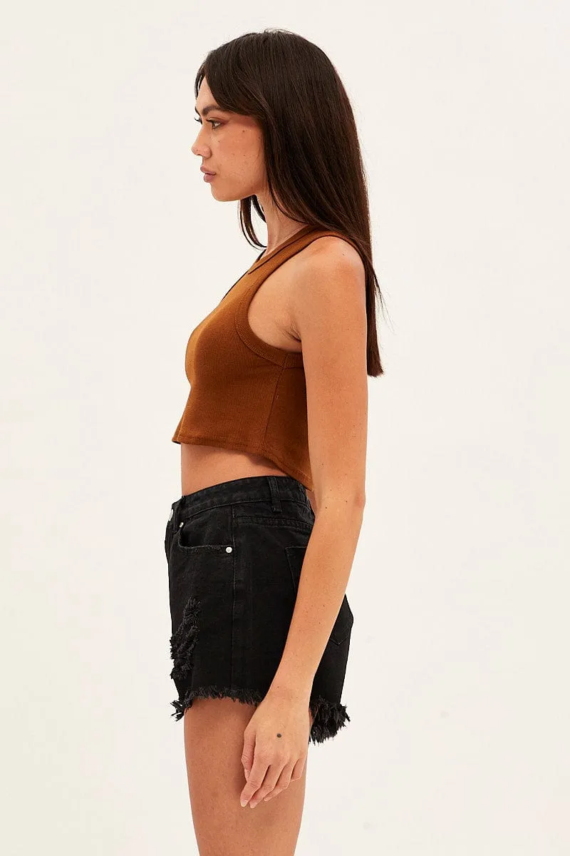 Ergonomic Panel Design Birthday gift Black Denim Shorts High Rise Distressed Relaxed