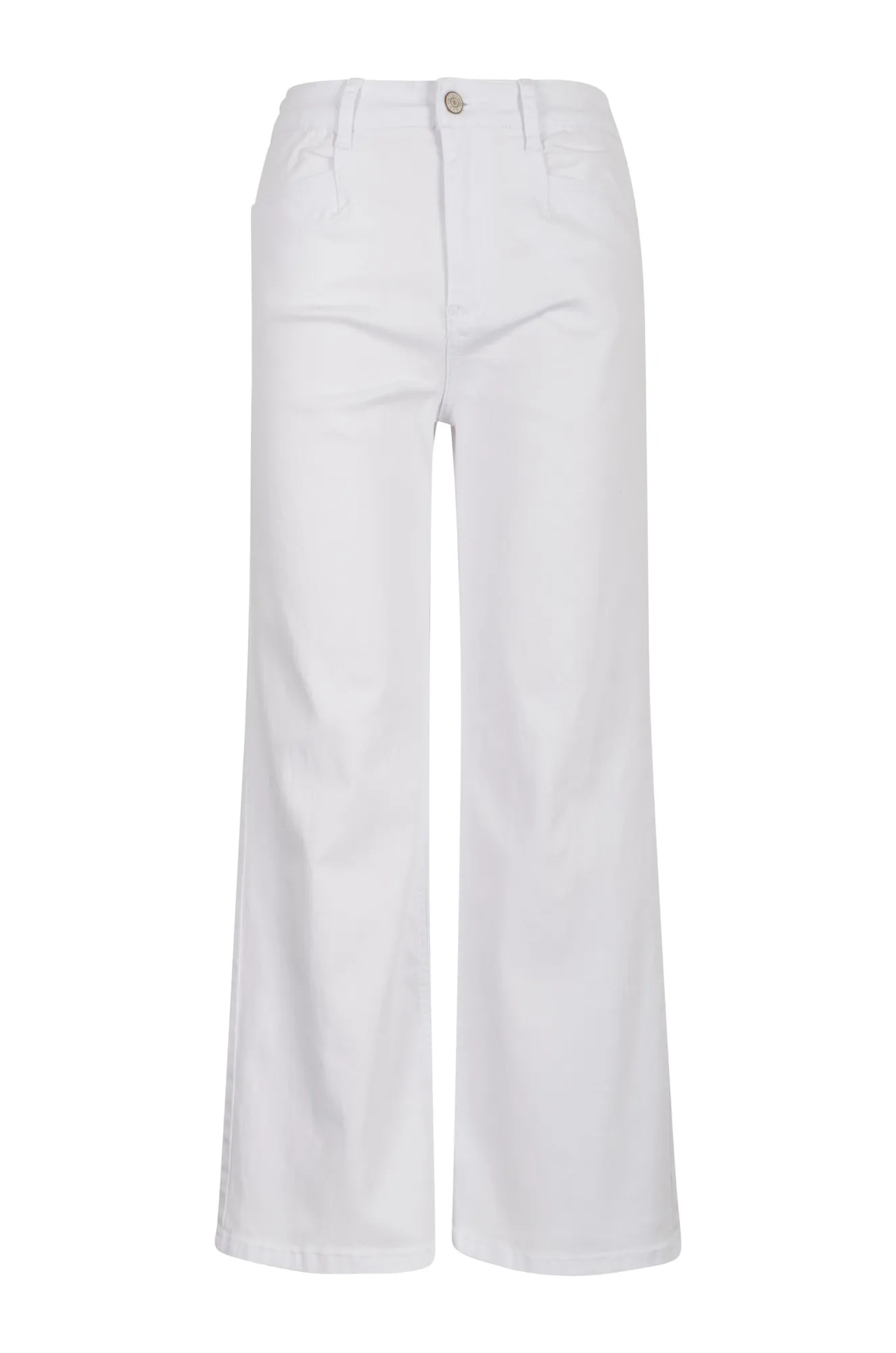 Flex Knit Waist Panel Wide leg Coloured Denim Short Jeans | WHITE | 6908AR