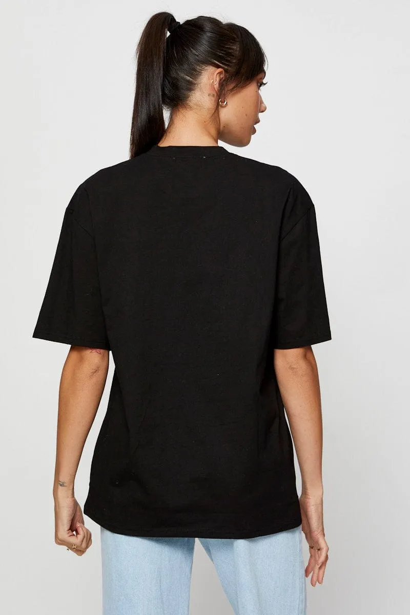 Black Jersey T-Shirt Short Sleeve Embroidered Fit For All