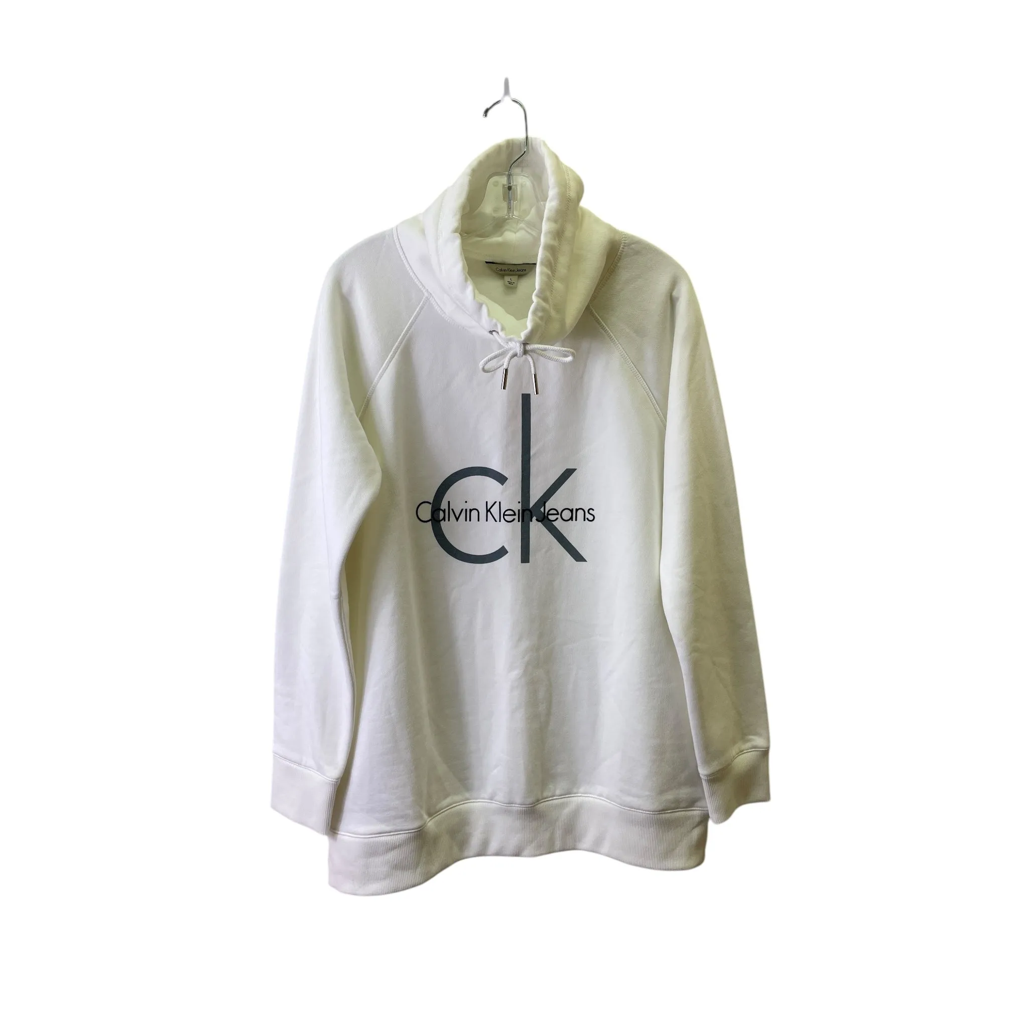 Comfortable Coat Sweatshirt Collar By Calvin Klein In Cream, Size:L