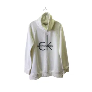 Comfortable Coat Sweatshirt Collar By Calvin Klein In Cream, Size:L
