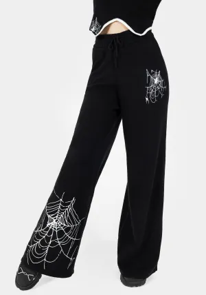 Araneae Embroidered Wide Leg Knit Joggers Slim Design