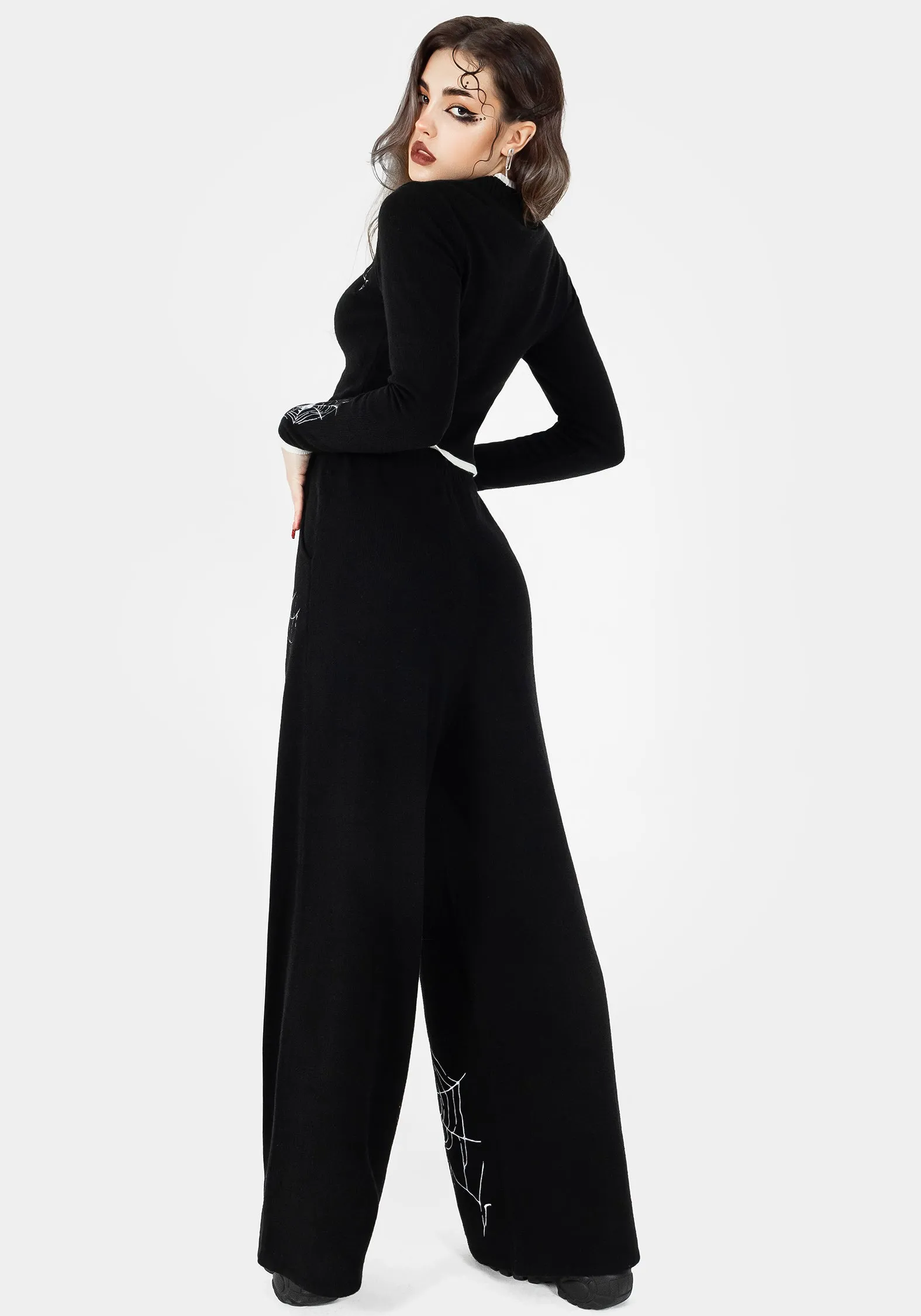 Araneae Embroidered Wide Leg Knit Joggers SecureClosureSystem