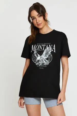 NonIrritatingSeams Black Graphic T-Shirt Short Sleeve