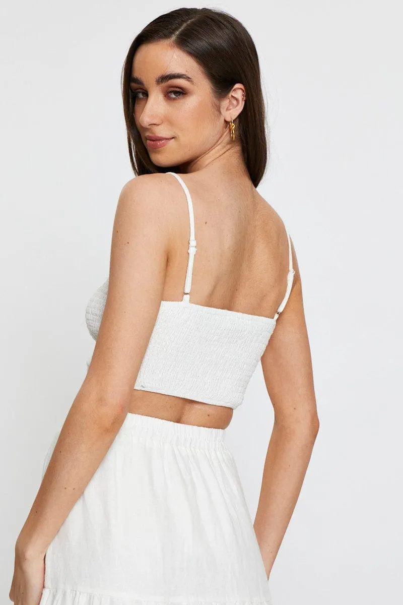 White Singlet Top Sleeveless Reflective details