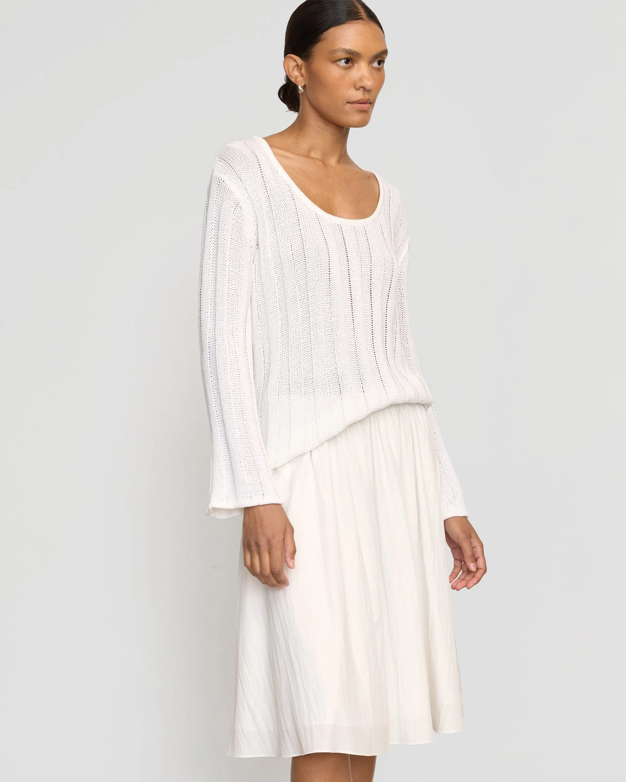 Leah Ribbed Scoop-Neck Sweater elegant design