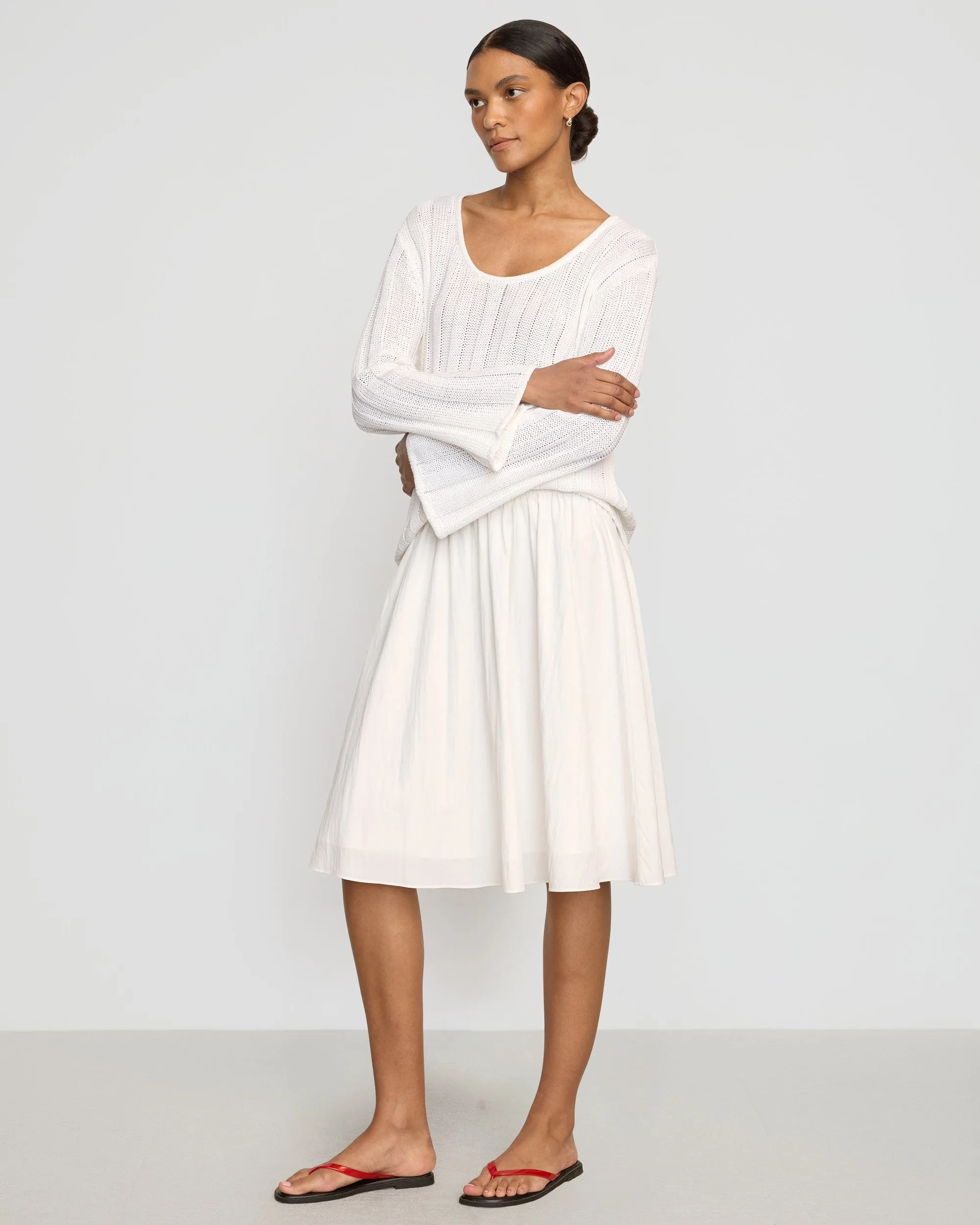 Leah Ribbed Scoop-Neck Sweater Breathable Design