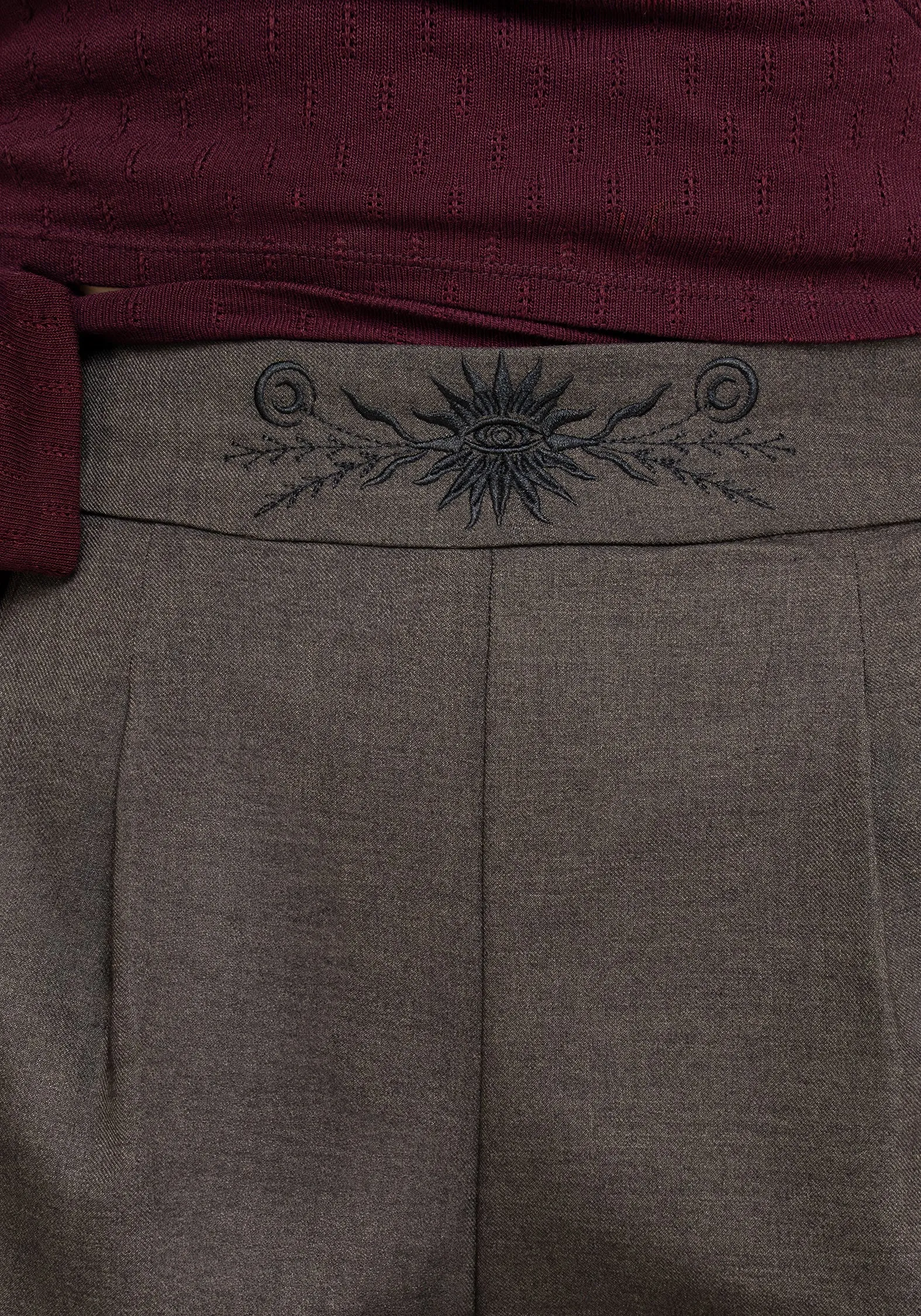 Fashion-Forward Sleek Cut Mystic Embroidered Balloon Trousers