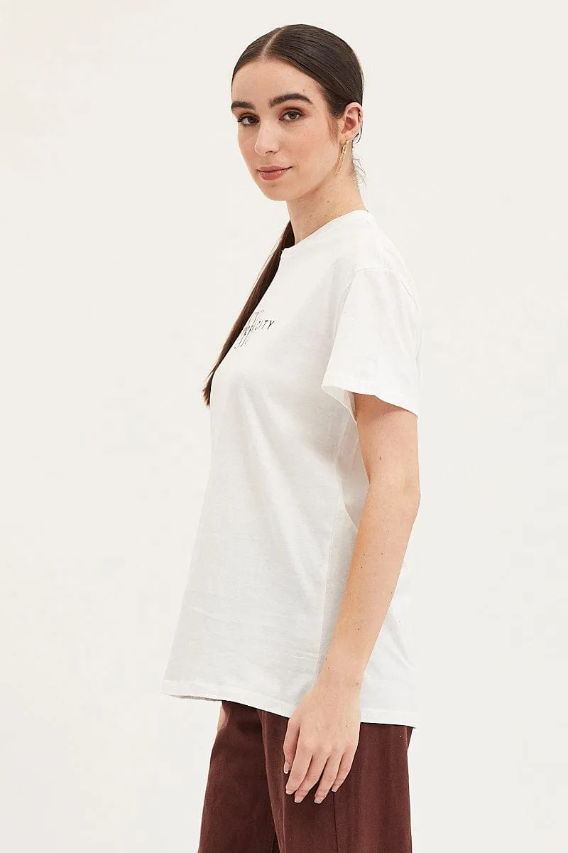 Bold Statement White Graphic T-Shirt Short Sleeve